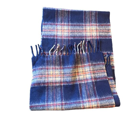 Vintage Wool Plaid Scarf With Fringe - Picture 2 of 3